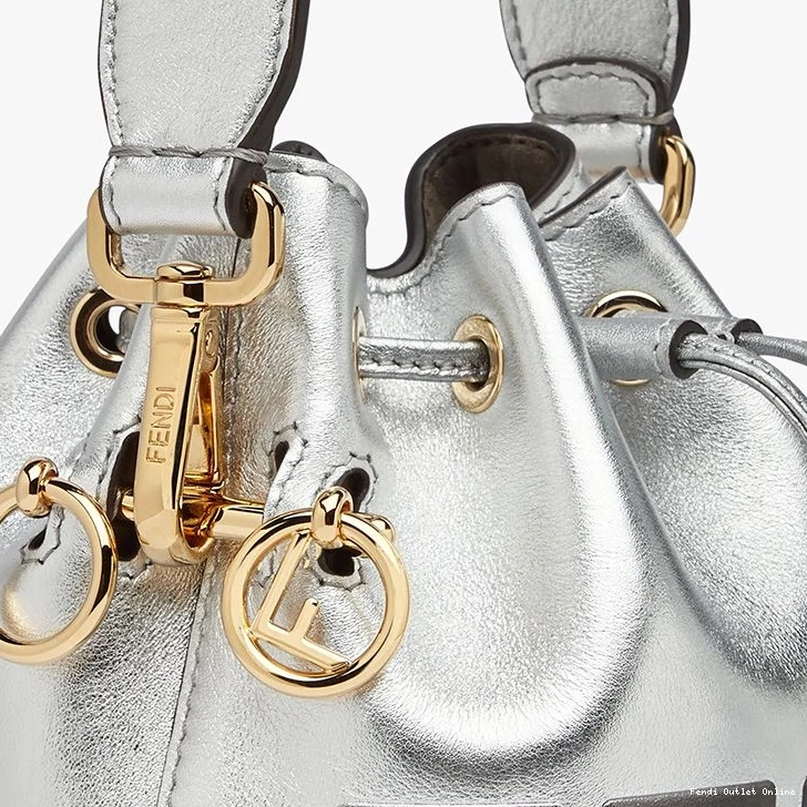 Affordable Silver Fendi In ROMA Logo Tresor Bag Leather Mini Mon Bucket Calf 0810